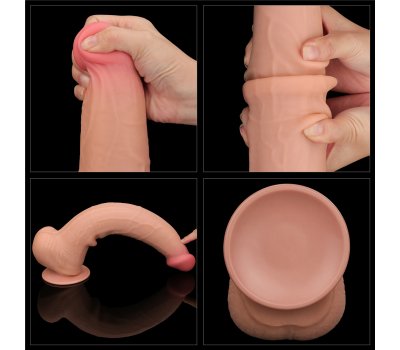 Реалистичный фаллоимитатор на присоске King Sized Sliding Skin Dual Layer Dong, 34 см, Ø 6,2 см