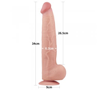 Реалистичный фаллоимитатор на присоске King Sized Sliding Skin Dual Layer Dong, 34 см, Ø 6,2 см