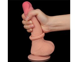 Реалистичный фаллос на присоске Sliding Skin Dual Layer Dong, 19,5 см, Ø 3,5 см-foto3
