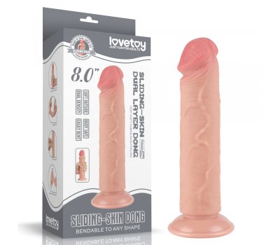 Реалистичный фаллос без мошонки на присоске Sliding Skin Dual Layer Dong, 20 см, Ø 3,8 см