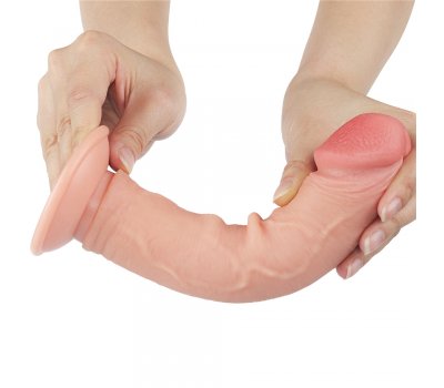 Реалистичный фаллос без мошонки на присоске Sliding Skin Dual Layer Dong, 20 см, Ø 3,8 см