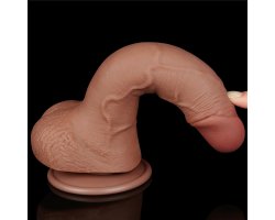 Реалистичный фаллос мулат на присоске Sliding Skin Dual Layer Dong, 19,5 см, Ø 3,5 см-foto12