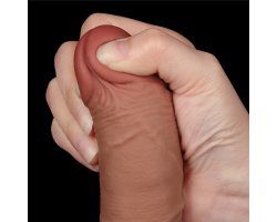 Реалистичный фаллос мулат на присоске Sliding Skin Dual Layer Dong, 19,5 см, Ø 3,5 см-foto8