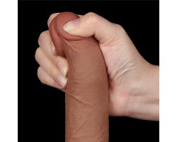 Реалистичный фаллос мулат на присоске Sliding Skin Dual Layer Dong, 19,5 см, Ø 3,7 см-foto11