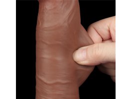 Реалистичный фаллос мулат на присоске Sliding Skin Dual Layer Dong, 20 см, Ø 3,9 см-foto13