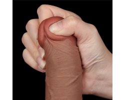 Реалистичный фаллос мулат без мошонки на присоске Sliding Skin Dual Layer Dong, 20 см, Ø 3,8 см-foto10