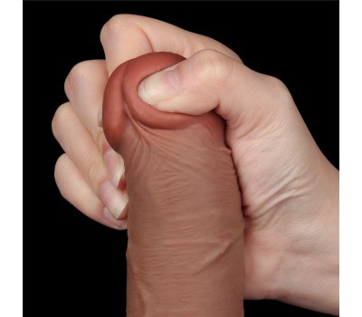 Реалистичный фаллос мулат без мошонки на присоске Sliding Skin Dual Layer Dong, 20 см, Ø 3,8 см