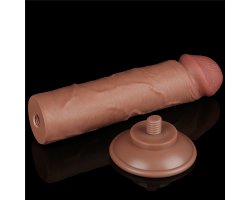 Реалистичный фаллос мулат без мошонки на присоске Sliding Skin Dual Layer Dong, 20 см, Ø 3,8 см-foto12