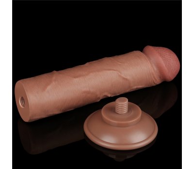 Реалистичный фаллос мулат без мошонки на присоске Sliding Skin Dual Layer Dong, 20 см, Ø 3,8 см