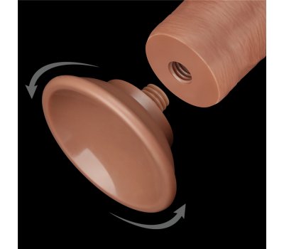 Реалистичный фаллос мулат без мошонки на присоске Sliding Skin Dual Layer Dong, 20 см, Ø 3,8 см