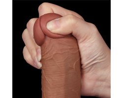 Реалистичный фаллос мулат на присоске Sliding Skin Dual Layer Dong, 20,8 см, Ø 4 см-foto11