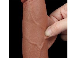 Реалистичный фаллос мулат на присоске Sliding Skin Dual Layer Dong, 22 см, Ø 4 см-foto10