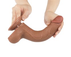 Реалистичный фаллос мулат на присоске Sliding Skin Dual Layer Dong, 22 см, Ø 4 см-foto14