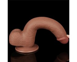 Реалистичный фаллос мулат на присоске Sliding Skin Dual Layer Dong, 22 см, Ø 3,7 см-foto15