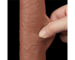 Реалистичный фаллос мулат на присоске Sliding Skin Dual Layer Dong, 22 см, Ø 3,7 см-foto12