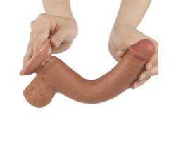 Реалистичный фаллос мулат на присоске Sliding Skin Dual Layer Dong, 22 см, Ø 3,7 см-foto7