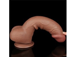 Реалистичный фаллос мулат на присоске Sliding Skin Dual Layer Dong, 24 см, Ø 4,3 см-foto14
