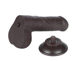 Реалистичный фаллос черного цвета на присоске Sliding Skin Dual Layer Dong, 18,3 см, Ø 3,5 см-foto4
