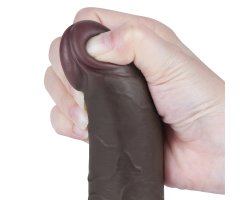 Реалистичный фаллос черного цвета на присоске Sliding Skin Dual Layer Dong, 19,5 см, Ø 3,6 см-foto3