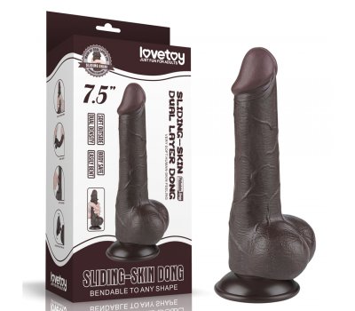 Реалистичный фаллос черного цвета на присоске Sliding Skin Dual Layer Dong, 19,5 см, Ø 3,6 см Реалистичный фаллос черного цвета на присоске Sliding Skin Dual Layer Dong, 19,5 см, Ø 3,6 см