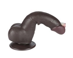 Реалистичный фаллос черного цвета на присоске Sliding Skin Dual Layer Dong, 19,5 см, Ø 3,6 см-foto6