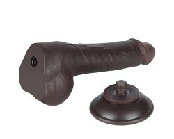 Реалистичный фаллос черного цвета на присоске Sliding Skin Dual Layer Dong, 19,5 см, Ø 3,6 см-foto7
