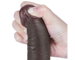 Реалистичный фаллос черного цвета на присоске Sliding Skin Dual Layer Dong, 19,5 см, Ø 3,7 см-foto14