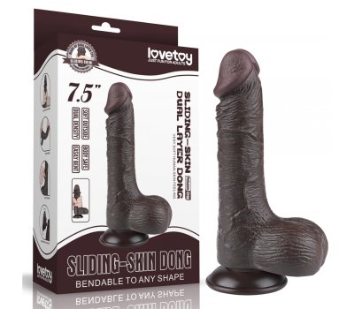 Реалистичный фаллос черного цвета на присоске Sliding Skin Dual Layer Dong, 19,5 см, Ø 3,7 см Реалистичный фаллос черного цвета на присоске Sliding Skin Dual Layer Dong, 19,5 см, Ø 3,7 см