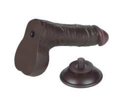 Реалистичный фаллос черного цвета на присоске Sliding Skin Dual Layer Dong, 19,5 см, Ø 3,7 см-foto5
