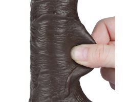 Реалистичный фаллос черного цвета на присоске Sliding Skin Dual Layer Dong, 19,5 см, Ø 3,7 см-foto4