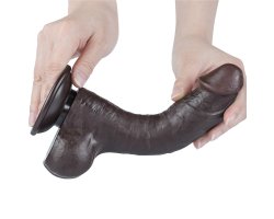 Реалистичный фаллос черного цвета на присоске Sliding Skin Dual Layer Dong, 20 см, Ø 3,9 см-foto11