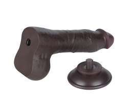 Реалистичный фаллос черного цвета на присоске Sliding Skin Dual Layer Dong, 20 см, Ø 3,9 см-foto5