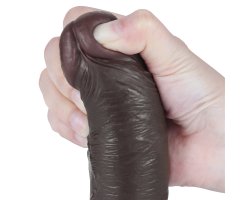 Реалистичный фаллос черного цвета без мошонки на присоске Sliding Skin Dual Layer Dong, 20 см, Ø 3,8 см-foto12