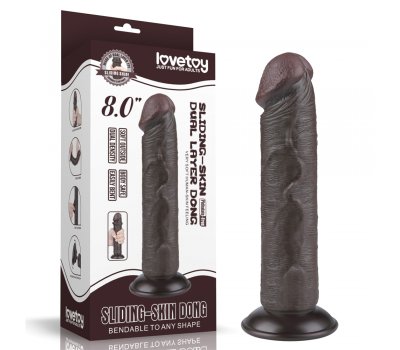 Реалистичный фаллос черного цвета без мошонки на присоске Sliding Skin Dual Layer Dong, 20 см, Ø 3,8 см Реалистичный фаллос черного цвета без мошонки на присоске Sliding Skin Dual Layer Dong, 20 см, Ø 3,8 см