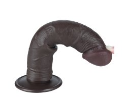 Реалистичный фаллос черного цвета без мошонки на присоске Sliding Skin Dual Layer Dong, 20 см, Ø 3,8 см-foto6