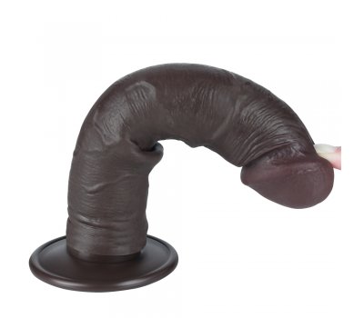 Реалистичный фаллос черного цвета без мошонки на присоске Sliding Skin Dual Layer Dong, 20 см, Ø 3,8 см Реалистичный фаллос черного цвета без мошонки на присоске Sliding Skin Dual Layer Dong, 20 см, Ø 3,8 см