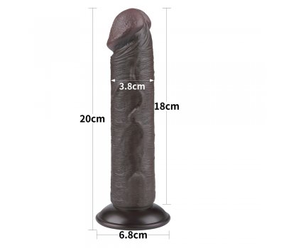 Реалистичный фаллос черного цвета без мошонки на присоске Sliding Skin Dual Layer Dong, 20 см, Ø 3,8 см Реалистичный фаллос черного цвета без мошонки на присоске Sliding Skin Dual Layer Dong, 20 см, Ø 3,8 см