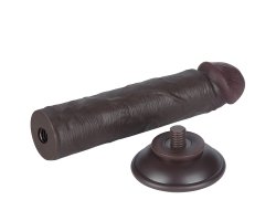Реалистичный фаллос черного цвета без мошонки на присоске Sliding Skin Dual Layer Dong, 20 см, Ø 3,8 см-foto4