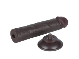 Реалистичный фаллос черного цвета без мошонки на присоске Sliding Skin Dual Layer Dong, 20 см, Ø 3,8 см-foto4