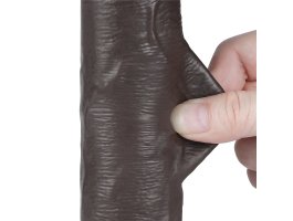 Реалистичный фаллос черного цвета без мошонки на присоске Sliding Skin Dual Layer Dong, 20 см, Ø 3,8 см-foto2
