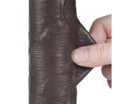 Реалистичный фаллос черного цвета без мошонки на присоске Sliding Skin Dual Layer Dong, 20 см, Ø 3,8 см Реалистичный фаллос черного цвета без мошонки на присоске Sliding Skin Dual Layer Dong, 20 см, Ø 3,8 см