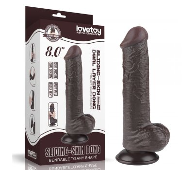 Реалистичный фаллос черного цвета на присоске Sliding Skin Dual Layer Dong, 20,8 см, Ø 4 см Реалистичный фаллос черного цвета на присоске Sliding Skin Dual Layer Dong, 20,8 см, Ø 4 см