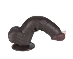Реалистичный фаллос черного цвета на присоске Sliding Skin Dual Layer Dong, 20,8 см, Ø 4 см-foto7