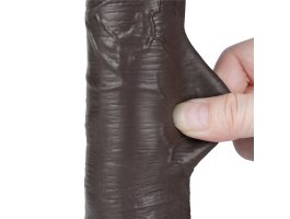 Реалистичный фаллос черного цвета на присоске Sliding Skin Dual Layer Dong, 20,8 см, Ø 4 см-foto5