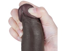 Реалистичный фаллос черного цвета на присоске Sliding Skin Dual Layer Dong, 22 см, Ø 4 см-foto12