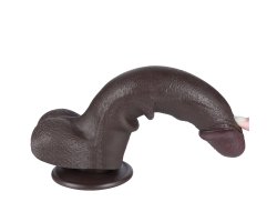 Реалистичный фаллос черного цвета на присоске Sliding Skin Dual Layer Dong, 22 см, Ø 4 см-foto8
