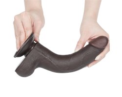 Реалистичный фаллос черного цвета на присоске Sliding Skin Dual Layer Dong, 22 см, Ø 4 см-foto7