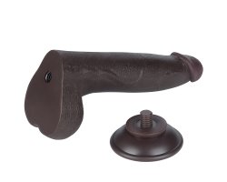 Реалистичный фаллос черного цвета на присоске Sliding Skin Dual Layer Dong, 22 см, Ø 4 см-foto5