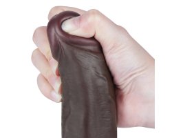 Реалистичный фаллос черного цвета на присоске Sliding Skin Dual Layer Dong, 22 см, Ø 4,3 см-foto12