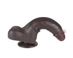 Реалистичный фаллос черного цвета на присоске Sliding Skin Dual Layer Dong, 22 см, Ø 4,3 см-foto10